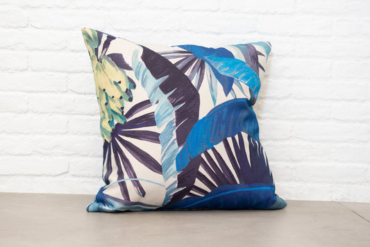 designer cushion & throw pillow in Tropicalia | Porcelain Blue OUTDOOR CUSHION by Zanders & Co