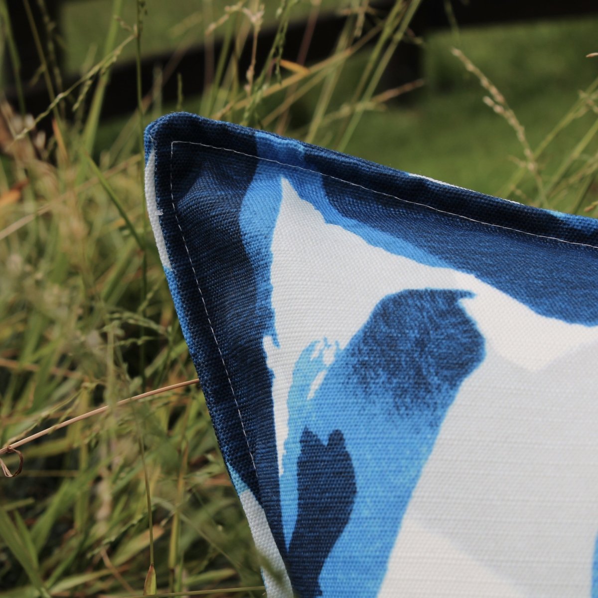 designer cushion & throw pillow in ABSTRACTION AZURE | OUTDOOR CUSHION by Zanders & Co