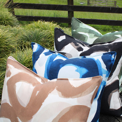 designer cushion & throw pillow in ABSTRACTION AZURE | OUTDOOR CUSHION by Zanders & Co