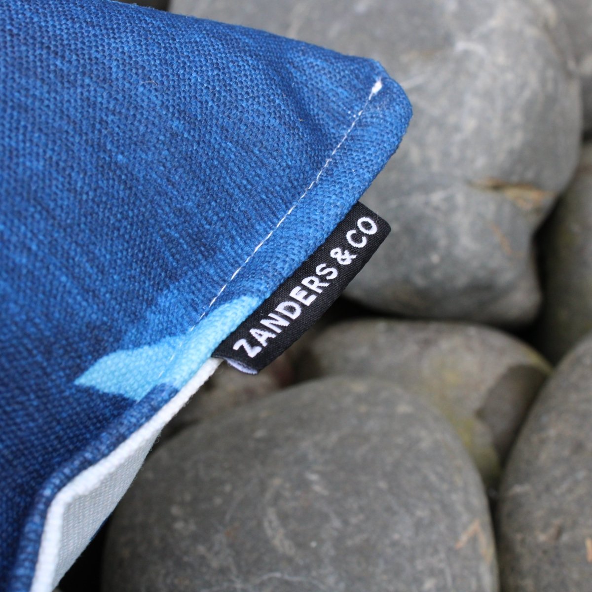 designer cushion & throw pillow in ABSTRACTION AZURE | OUTDOOR CUSHION by Zanders & Co