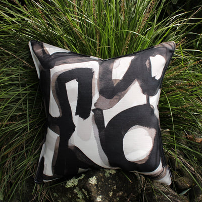 designer cushion & throw pillow in ABSTRACTION OBSIDIAN | OUTDOOR CUSHION by Zanders & Co