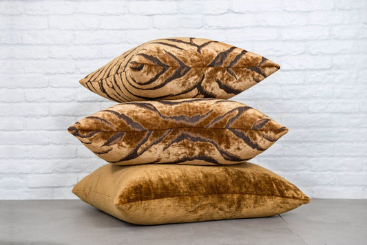 designer cushion & throw pillow in Bengal Tiger | Gold Cushion by Zanders & Co