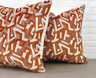 designer cushion & throw pillow in Funchal | Burnt Orange Cushion by Zanders & Co