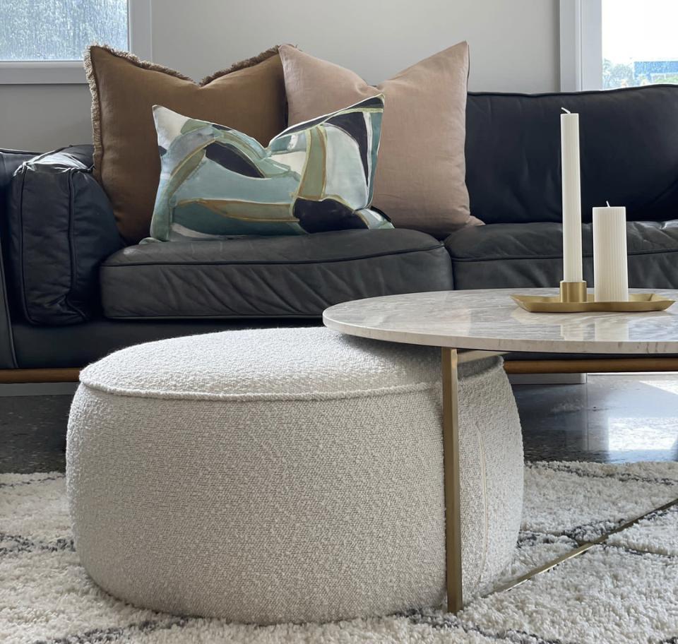 designer cushion & throw pillow in PELUCHE OTTOMAN 600MM ROUND by Zanders & Co