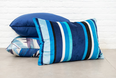 designer cushion & throw pillow in South Beach Stripe | Sapphire OUTDOOR CUSHION by Zanders & Co