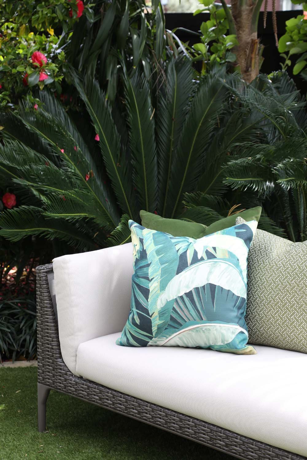 designer cushion & throw pillow in Tropicalia | Midnight OUTDOOR CUSHION by Zanders & Co